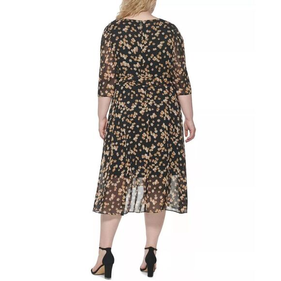 Tommy Hilfiger Plus Chiffon Floral Midi Dress Size 16W - Picture 3 of 14